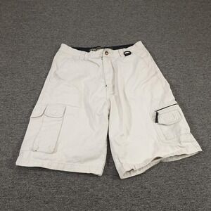 Vintage One Tough Brand Shorts Mens 34 Khaki Cargo Multi Pocket Cotton 90s Y2K